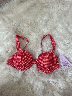 wild fable Red Gingham Underwire Bikini Top
